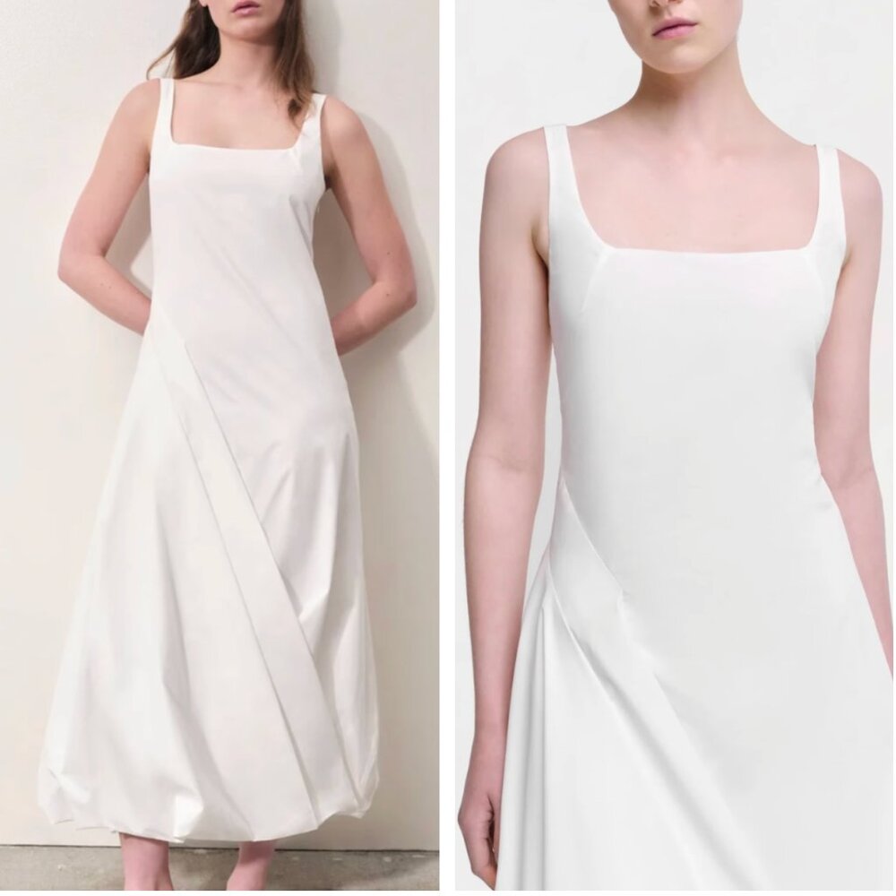 NEW SIMKHAI Olivia Cotton-Blend Midi Dress Sz2/4 White